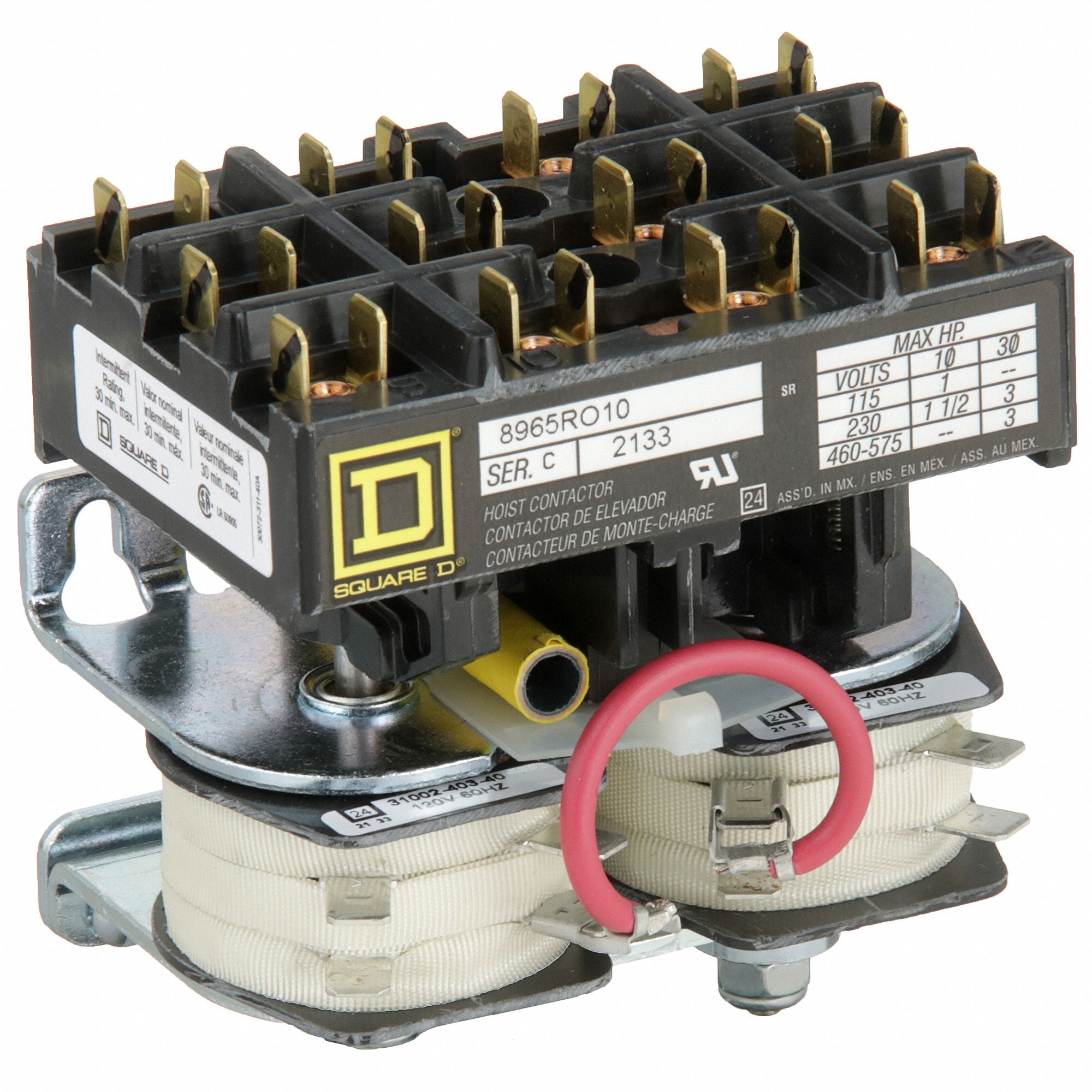SQUARE D 8965RO10V02 Hoist Contactor 120VAC 3Pole Open