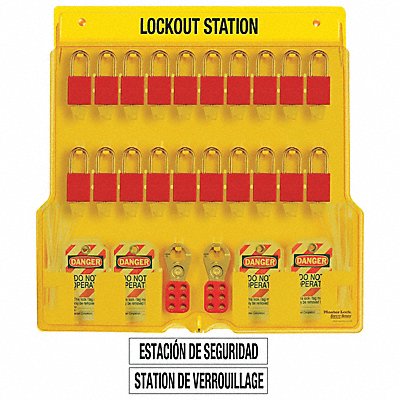 MASTER LOCK 1484BP1106 Lockout Station Filled 20 Padlocks