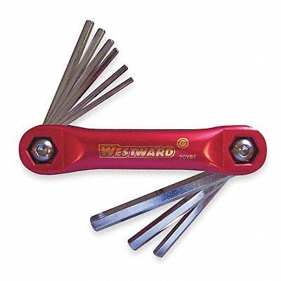 WESTWARD 2CYB7 Hex Key Set Folded 2 in to 3 in