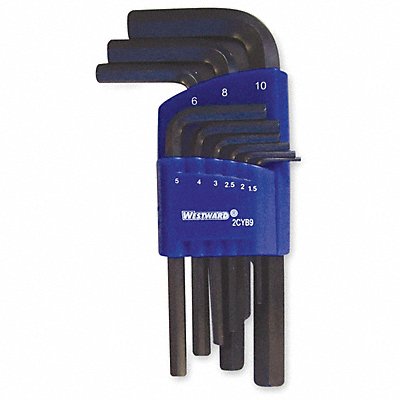 WESTWARD 2CYB9 Hex Key Set L 1 11/16 in to 4 13/32 in