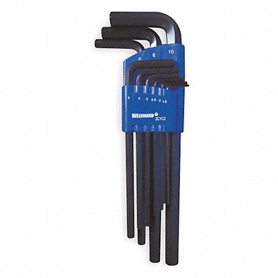 WESTWARD 2CYC2 Hex Key Set L 3 in to 6 11/16 in