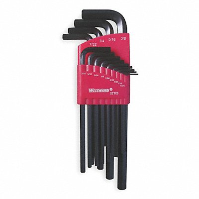 WESTWARD 2CYC3 Hex Key Set L 2 3/4 in to 6 27/32 in