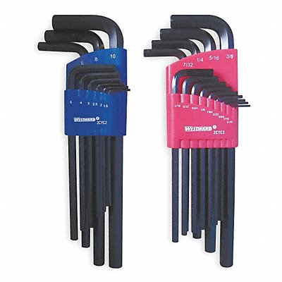 WESTWARD 2CYC4 Hex Key Set L 2 3/4 in to 6 27/32 in