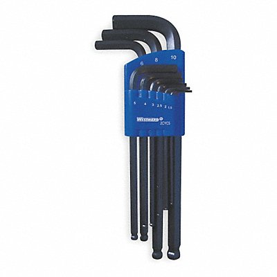 WESTWARD 2CYC5 Hex Key Set L 3 in to 6 11/16 in
