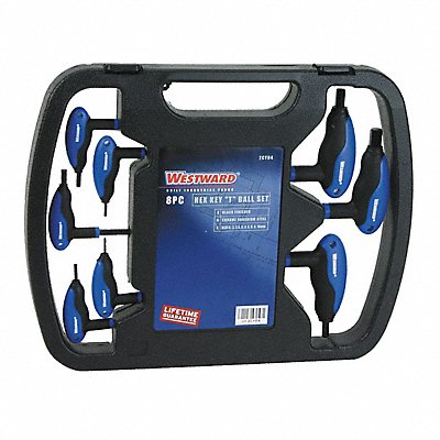 WESTWARD 2CYD4 Hex Key Set T 3 1/8 in to 5 11/32 in