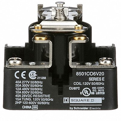 SCHNEIDER 8501CO6V20 H8162 Open Power Relay 120VAC SPST-NO 4Pins
