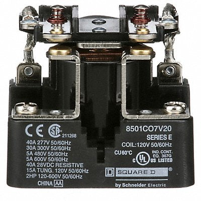SCHNEIDER 8501CO7V20 Open Power Relay 120VAC DPST-NO 6Pins