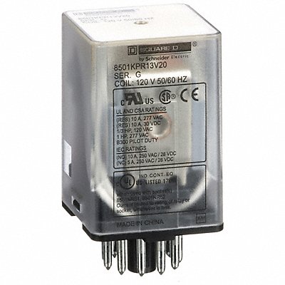 SCHNEIDER 8501KPR13V20 H7972 GeneralPurpose Relay 120VAC 10A 11Pins