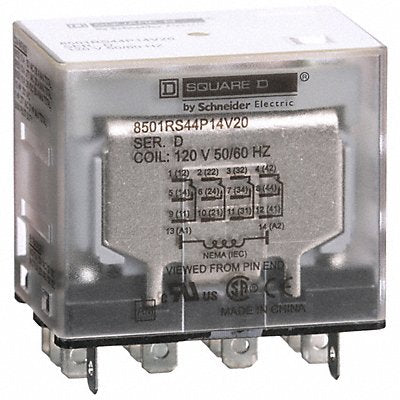 SCHNEIDER 8501RS44P14V20 GeneralPurpose Relay 120VAC 15A 14Pins