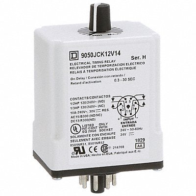 SCHNEIDER 9050JCK12V14 Single Function Time Delay Relay 24VAC/DC 8Pins