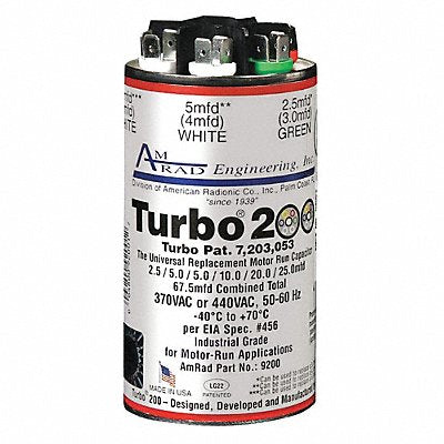 GLOBAL Turbo200 Motor Run Capacitor 2.5-67.5 MFD 4 H