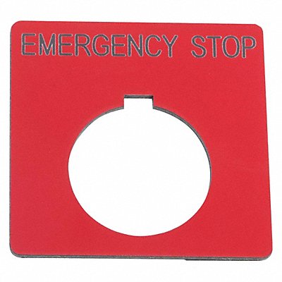SCHNEIDER ELECTRIC 9001KN105RP Legend Plate EmergencyStop Blk/Red Square