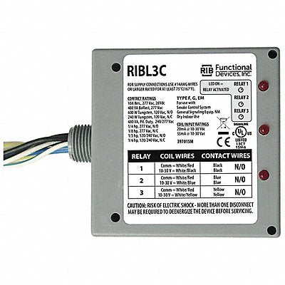 RIB RIBL3C Pre-Wired Relay 30VAC 3PST-NO 10A