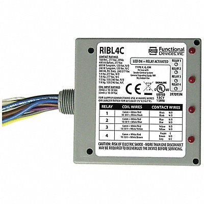 RIB RIBL4C Pre-Wired Relay 30VAC 3PST-NO SPDT 10A