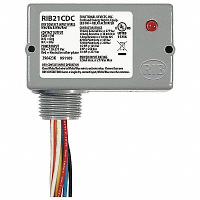 RIB RIB21CDC EnclosedPre-Wired Relay 277VAC SPDT 10A