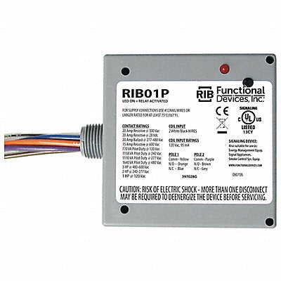 RIB RIB01P EnclosedPre-Wired Relay 120VAC DPDT 20A