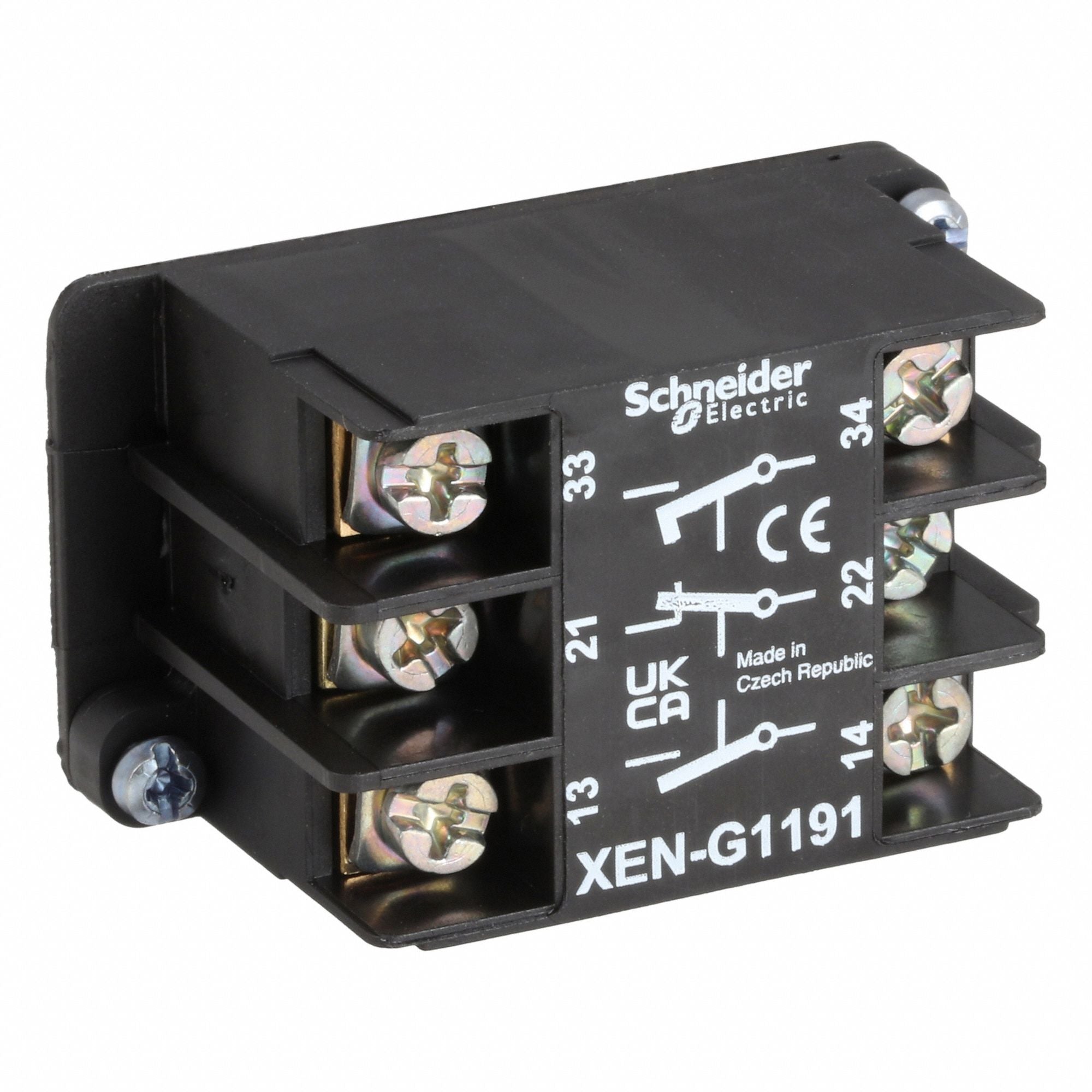 SCHNEIDER ELECTRIC XENG1191 Contact Block Black 2NO/1NC 22 mm