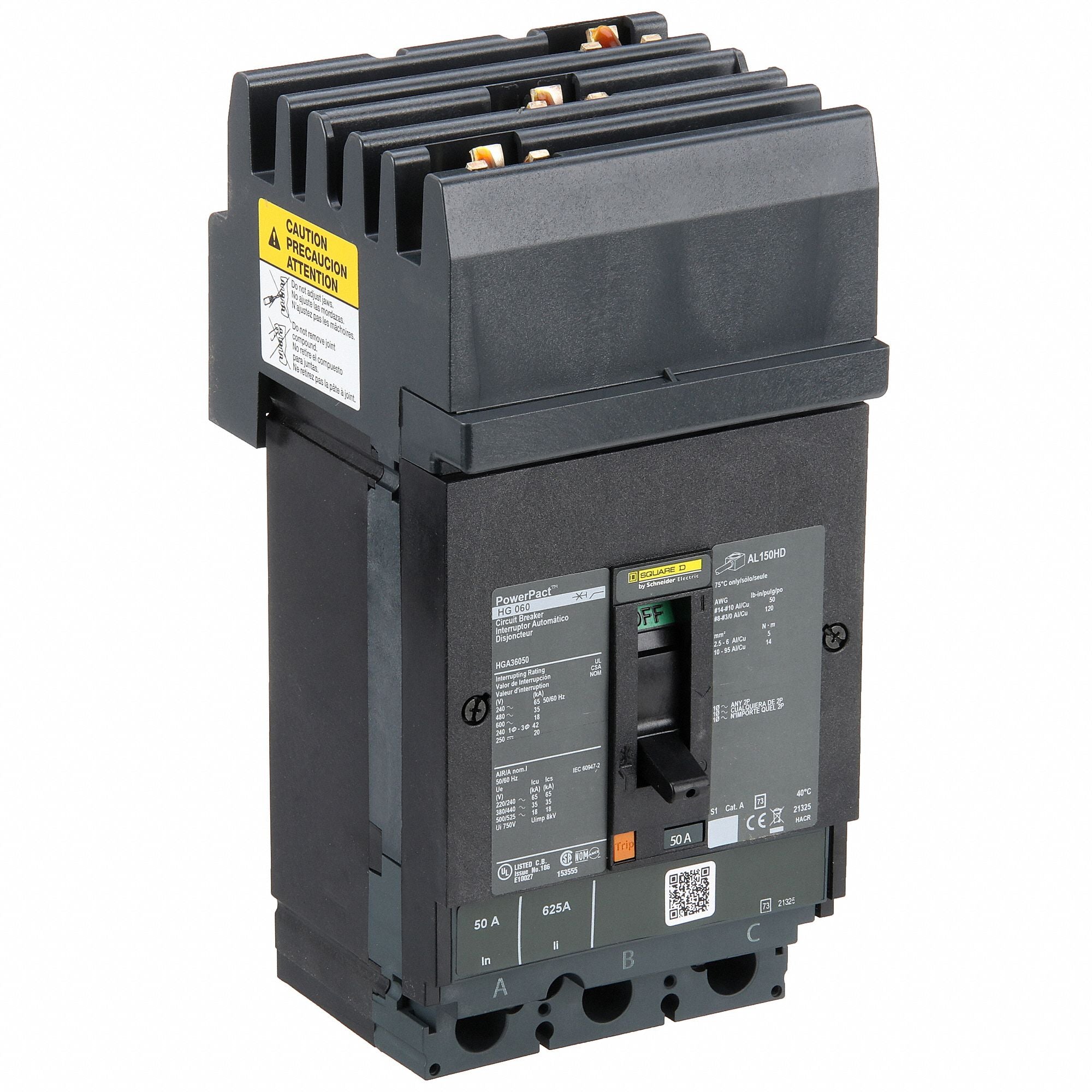 SQUARE D HGA36050 Circuit Breaker 50A 3P 600VAC HG