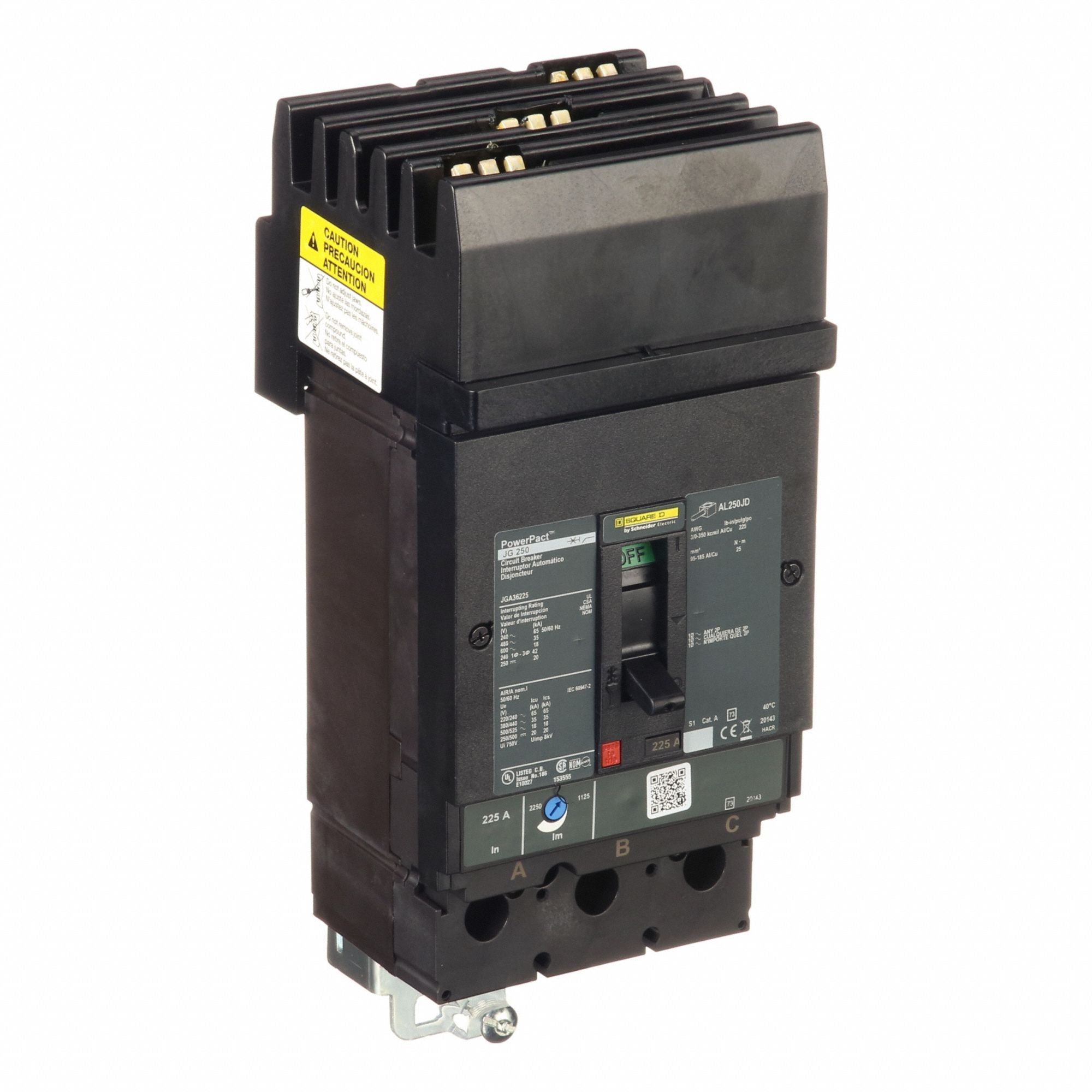 SQUARE D JGA36225 Circuit Breaker 225A 3P 600VAC JG
