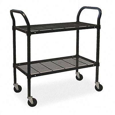 GRAINGER 2HDH9 Wire Cart 2 Shelf 36x24x39 Black