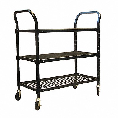 GRAINGER 2HDJ7 Wire Cart 3 Shelf 48x24x39 Black