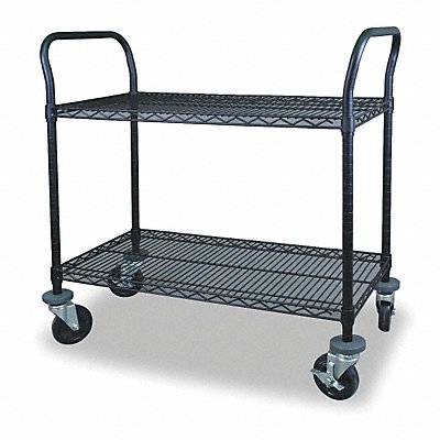 GRAINGER 2HDN8 Wire Cart 2 Shelf 36x24x39 Black