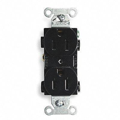 HUBBELL BR15BLK Recept Black 15 A 2P3W Back Side 1PK