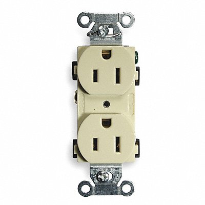 HUBBELL BR15I Recept Ivory 15 A 2P3W Back Side 1PK