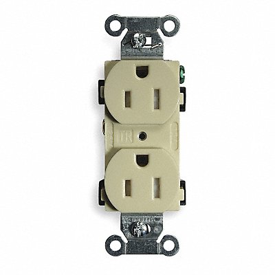 HUBBELL CR15ITR Receptacle Ivory 15 A 2P3W Side 1PK