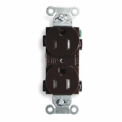 HUBBELL BR15TR Recept Brown 15 A 2P3W Back Side 1PK