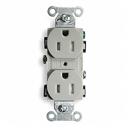 HUBBELL BR15GRYTR Receptacle Grey 15 A 2P3W Back Side 1PK