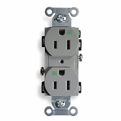 HUBBELL BR15GRYWR Receptacle Grey 15 A 2P3W Back Side 1PK