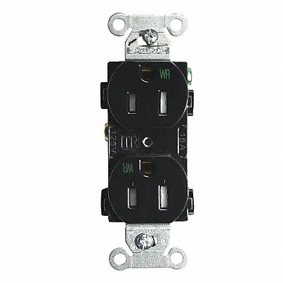 HUBBELL BR15BLKWRTR Recept Black 15 A 2P3W Back Side 1PK