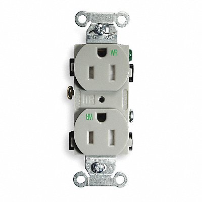 HUBBELL BR15GRYWRTR Receptacle Grey 15 A 2P3W Back Side 1PK