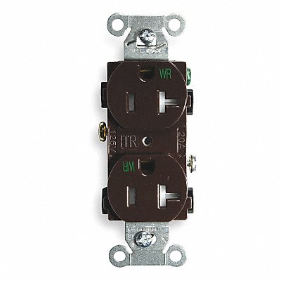 HUBBELL BR20WRTR Recept Brown 20 A 2P3W Back Side 1PK