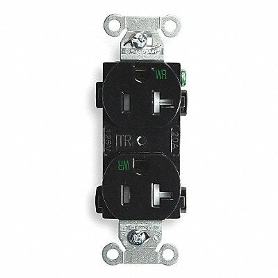 HUBBELL BR20BLKWRTR Recept Black 20 A 2P3W Back Side 1PK