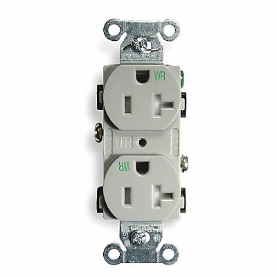 HUBBELL BR20GRYWRTR Receptacle Grey 20 A 2P3W Back Side 1PK