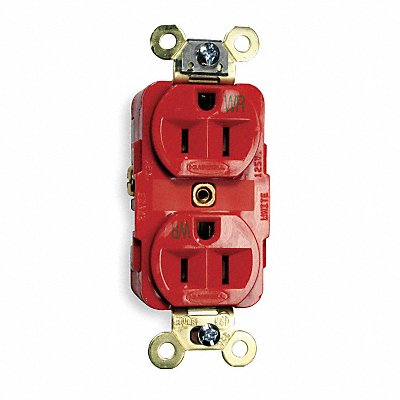 HUBBELL HBL5262RWR Receptacle Red 15 A 2P3W Back Side 1PK