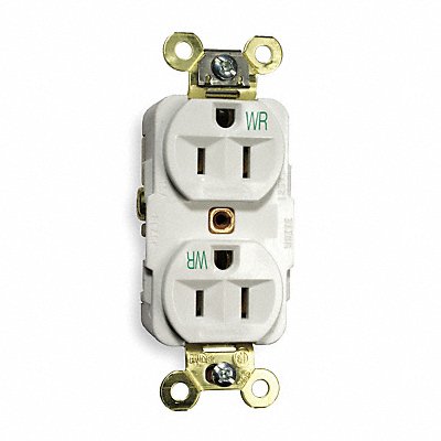 HUBBELL HBL5262WWR Recept White 15 A 2P3W Back Side 1PK