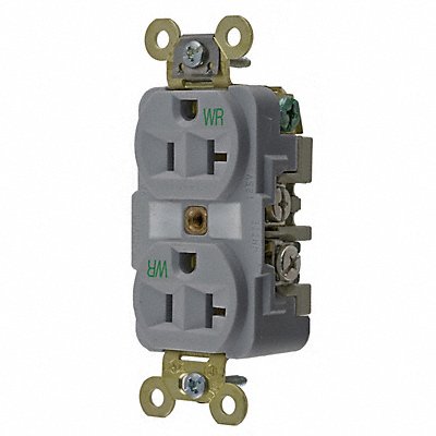 HUBBELL HBL5362GYWR Receptacle Grey 20 A 2P3W Back Side 1PK