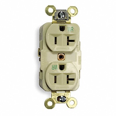 HUBBELL HBL5362IWR Recept Ivory 20 A 2P3W Back Side 1PK