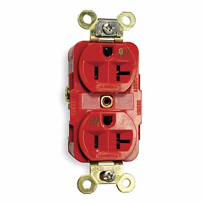 HUBBELL HBL5362RWR Receptacle Red 20 A 2P3W Back Side 1PK