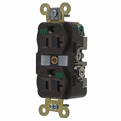 HUBBELL HBL5362WR Recept Brown 20 A 2P3W Back Side 1PK