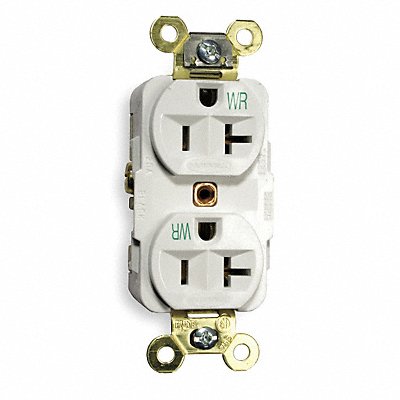 HUBBELL HBL5362WWR Recept White 20 A 2P3W Back Side 1PK
