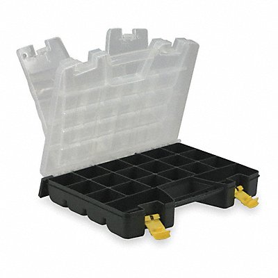 WESTWARD 2HFR2 Adjustable Compartment Box Double Latch Black 3 1/2 in