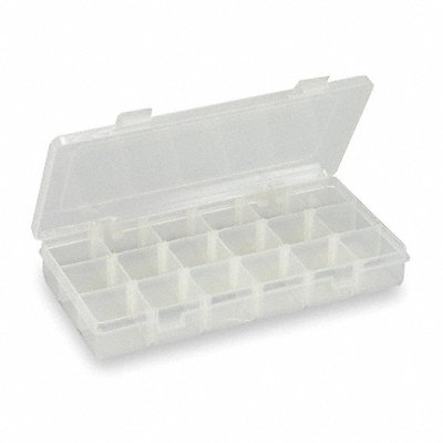 WESTWARD 2HFR3 Adjustable Compartment Box Double Latch Clear 1 3/8 in