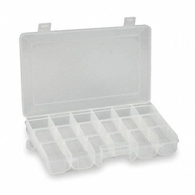 WESTWARD 2HFR4 Adjustable Compartment Box Double Latch Clear 1 21/32 in