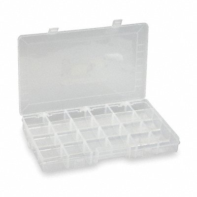 WESTWARD 2HFR5 Adjustable Compartment Box Double Latch Clear 1 7/8 in