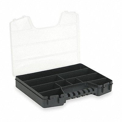 WESTWARD 2HFR6 Compartment Box Double Latch Black 2 7/32 in