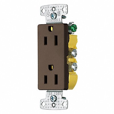 HUBBELL RRD15 Recept Brown 15 A 2P3W Back Side 1PK
